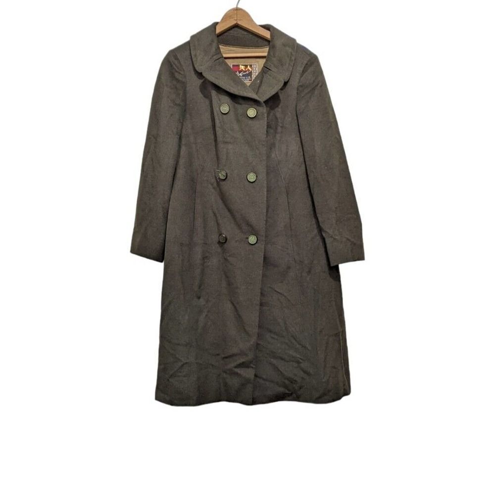 60S VTG Peacoat Dress Coat Womens Long Trench Vogue Hong Kong Green